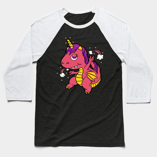 Sparkly Kawaii Dragicorn Baseball T-Shirt by theglaze